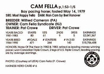 1991 Harness Heroes #6 Cam Fella Back